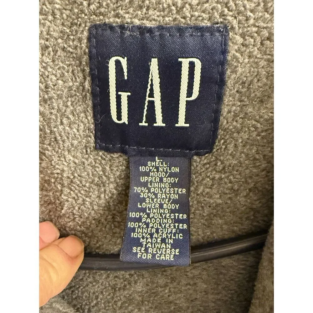 Vintage Gap Coat‎ Heavy Green Blue Size Large Hooded Double Layered